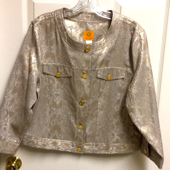 Gold Snake-Print Jean Style Jacket - Picture 5 of 11